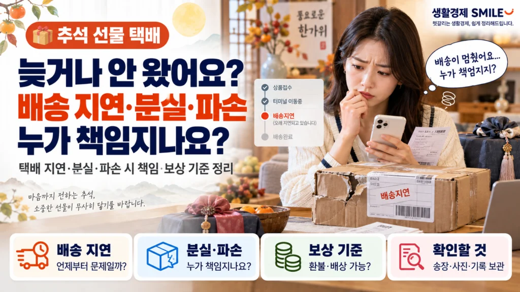 추석 선물 택배가 늦거나 안 왔어요. 배송 지연·분실·파손은 누가 책임지나요?