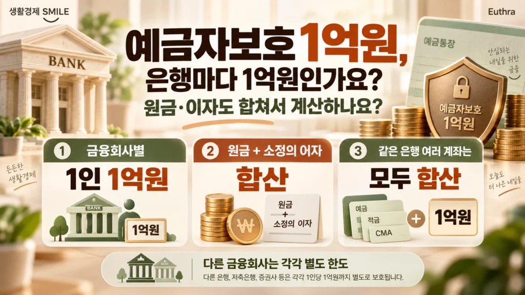 예금자보호 1억원, 은행마다 1억원인가요? 원금·이자도 합쳐서 계산하나요?