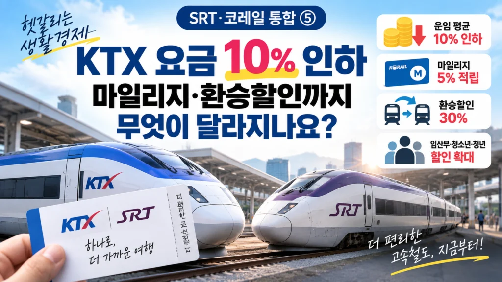 SRT·코레일 통합 ⑤ KTX 운임 평균 10% 인하·마일리지 5%, 수서발도 환승할인 받나요?