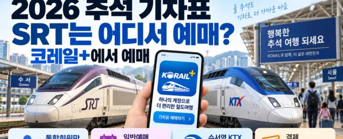 2026 추석 기차표 예매 일정과 수서역 KTX 코레일+ 예매 방법을 안내하는 대표 이미지