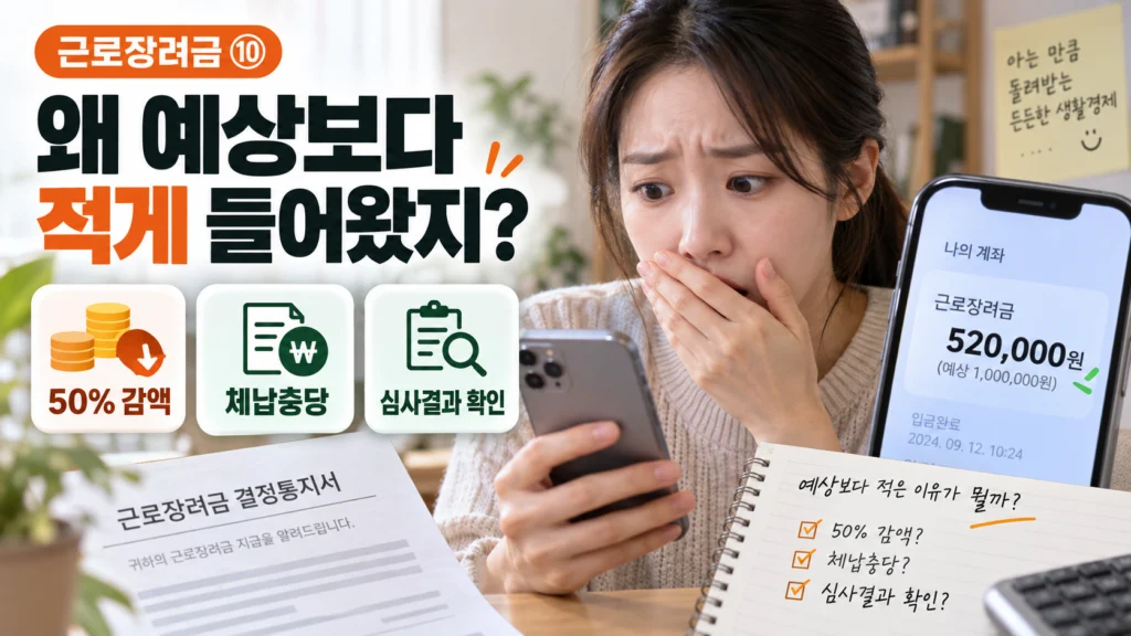 근로장려금 ⑩ 예상금액보다 적게 들어온 이유