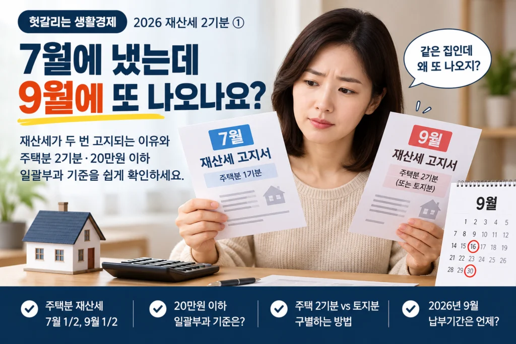 2026 재산세 2기분 ① 7월에 냈는데 9월에 왜 또 나오나요?