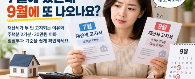 2026 재산세 2기분, 7월에 재산세를 냈는데 9월에 또 고지되는 이유와 주택분 2기분·20만원 이하 일괄부과 기준 안내 대표이미지