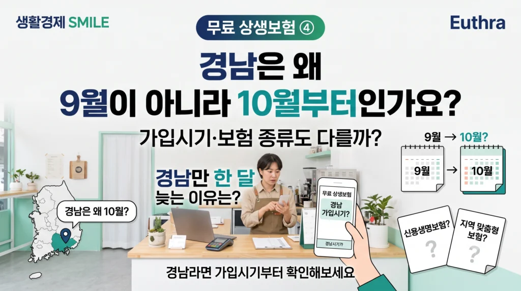 무료 상생보험 ④ 경남은 왜 9월이 아니라 10월부터인가요? 가입시기·보험 종류