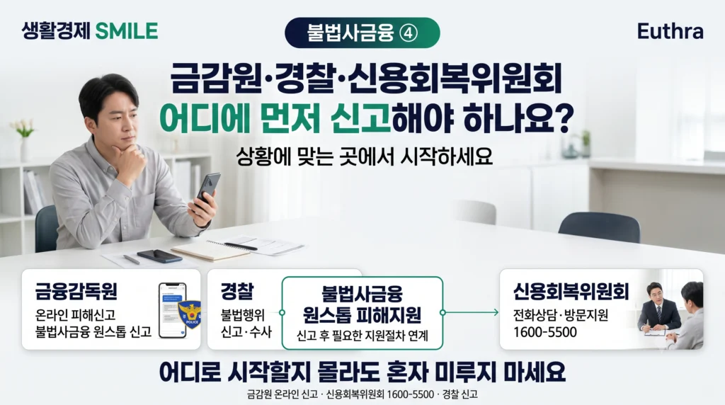 불법사금융 ④ 금감원·경찰·신용회복위원회 중 어디에 먼저 신고해야 하나요?  헛갈리는 생활경제