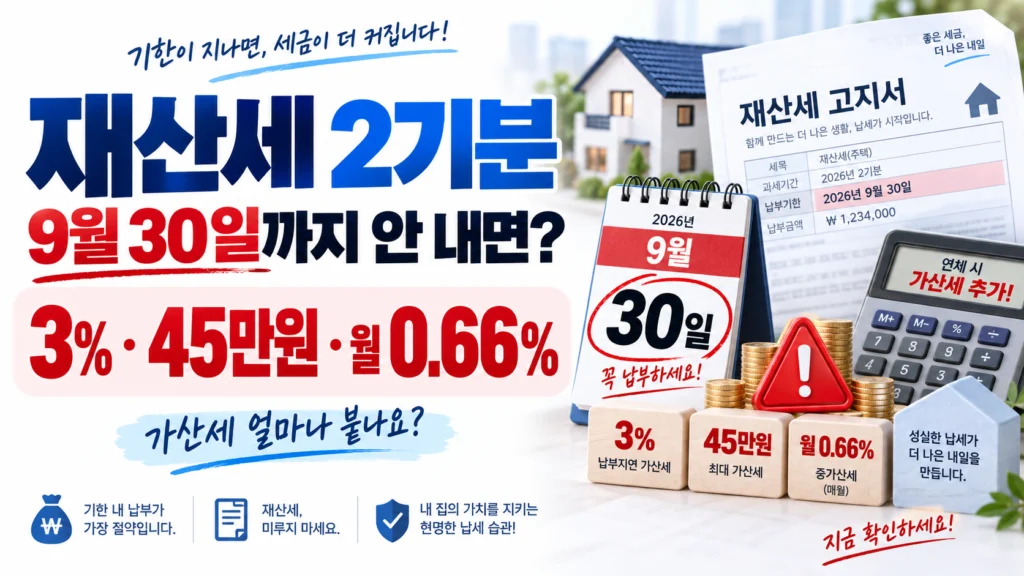 2026 재산세 2기분 ② 9월 30일 넘기면 3% 붙나요? 납부기간·납부지연가산세